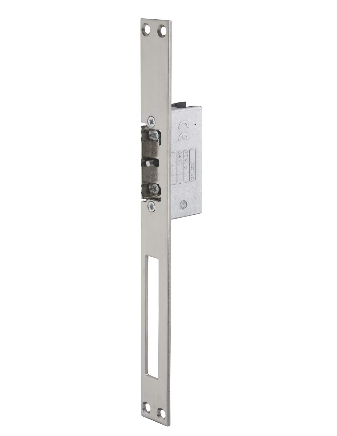 THIRARD - Gâche Électrique Encastrable à Impression 2 Temps - Réversible - 12/24 V - Inox - Corps Alliage - Têtière Inox - Double Empennage - Levier de Déverrouillage - Gris