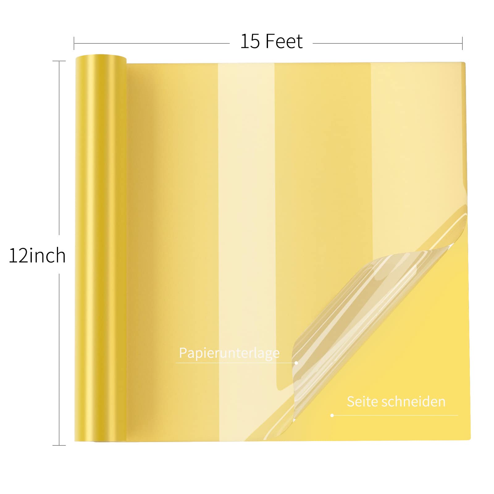 Vinile Adesivo, Matte Giallo Limone Vinil 30,5 x 457,2 cm Vinile Permanente Adesivo per Cricut, Rotolo Pellicola in Giallo Limone Vinil Plotter per Regali Fai Da Te, Tazze