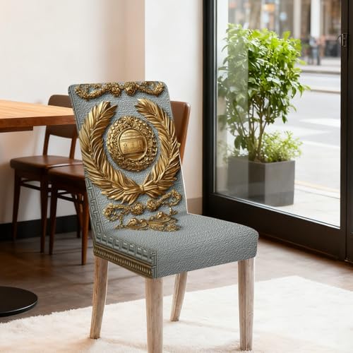 Image of Nuxovilar 4PCS Classic Badge Laurel Wreath Stretch Chair Covers