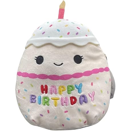 Squishmallows Oficial Kellytoy Food Plush Toys Soft Plush Animal (8 Inch, Lyla Happy Birthday Cake)