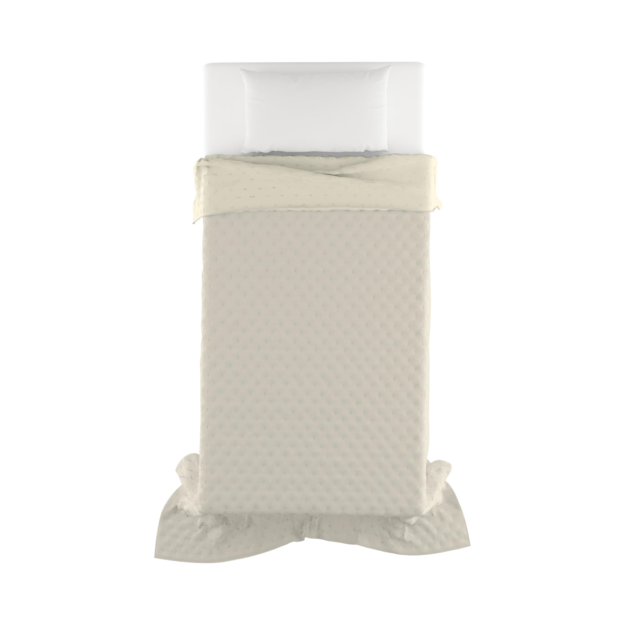 Couvre-lit matelassé d’été Water Washed, Couvre-lit en Microfibre, matelassé et rembourré 100 g, Couverture lit Simple 160x250 cm - Sabbia/Crema