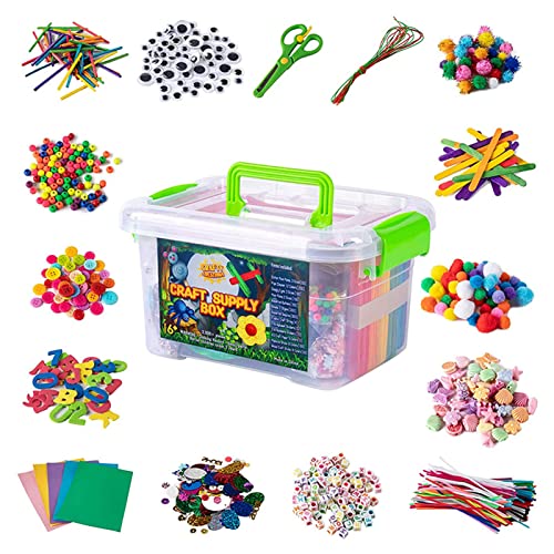 Bongao Kit de materiais para artes e ofícios DIY + de 2.000 peças Conjunto de atividades Materiais d