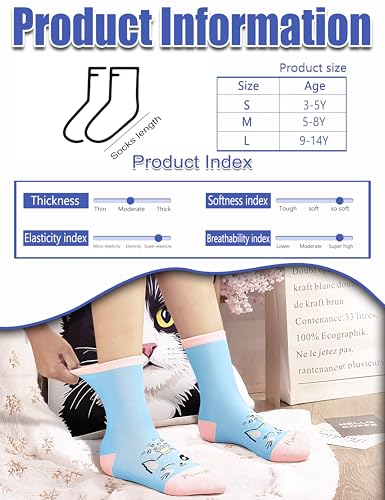 Image of Anlisim Girls Socks Cute Animal Pattern Cartoon Novelty Fashion Soft Cotton Socks 6 Pairs
