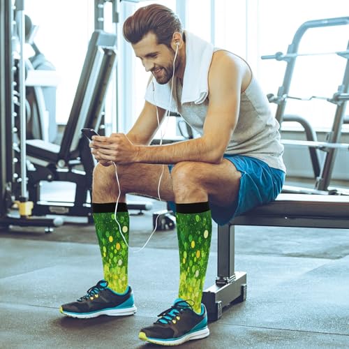 Image of Pigsaly Womens Compression Socks Yellow Stars Funny Brown Capybara Knee High Socks Athletic Tube Sock Outdoor Sport Socks