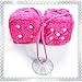 Pink Fuzzy Dice Car Accessories - Plush Cute Pink Car Accessories for Interior - Plush Rear View Mirror Hanging Ornament Decorations - Retro Y2K McBling 2000s Aesthetic Decor - (Pink White)