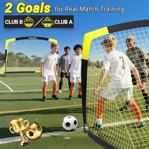 Image of Happy Jump Portable Soccer Goal 7x5 & 5x3.6 FT, Large-Frame Training Net