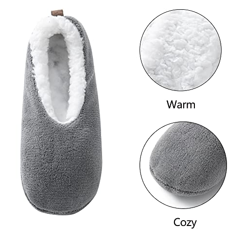 2 Pairs of Soft Sole Slipper Socks for Women with Grippers Non Slip, Winter Warm Cozy House Bedroom Slippers, Ladies Fuzzy Indoor Home Slippers (Purple,Pink,Grey)4