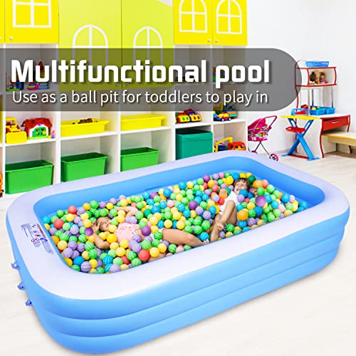 Inflatable Portable Swimming Pool Family Full Size Blow Up Kiddie Pool Play Center 120\" X 72\" X 22\", Suitable for Kids Children and Adults Family Pools for Garden Backyard Summer Pool Party