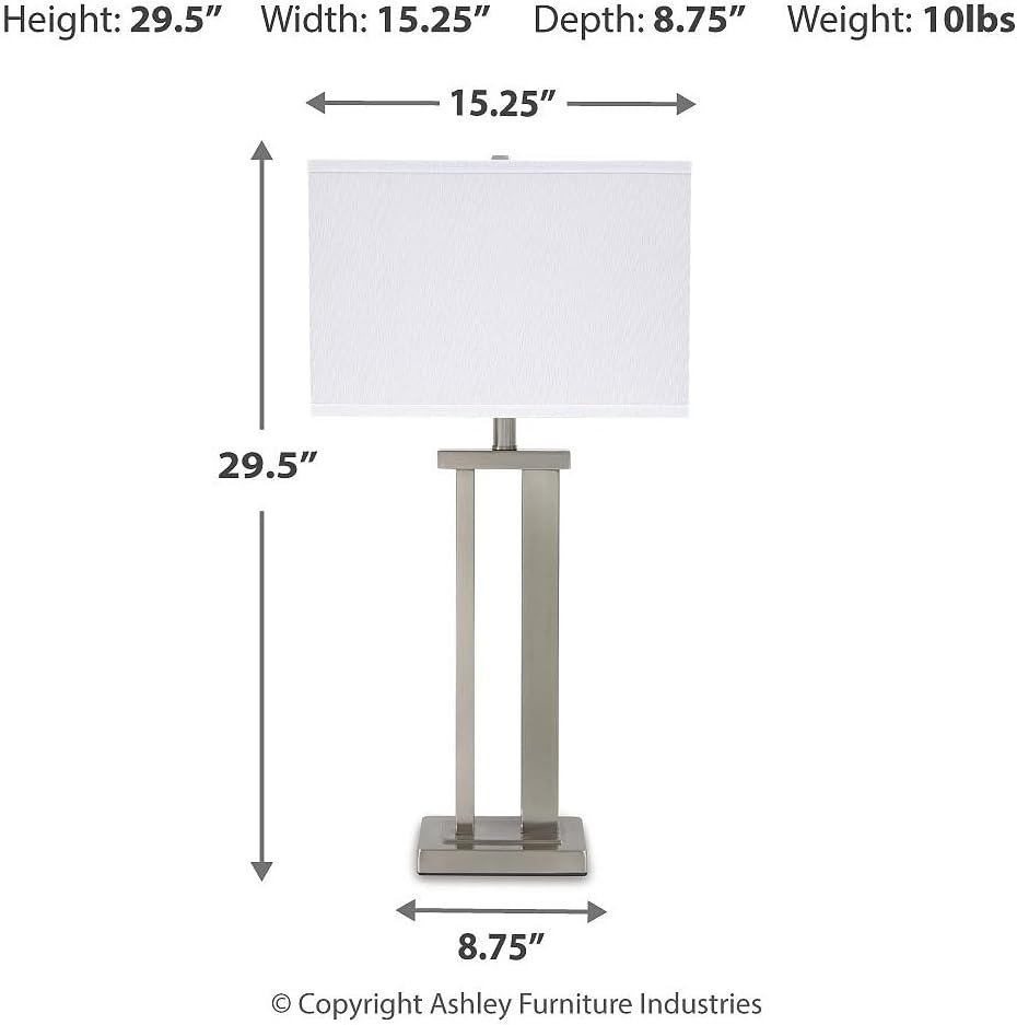 Signature Design by Ashley Aniela Minimalist Table Lamp, 2 Count Lamps, 29.5", Silver Finish