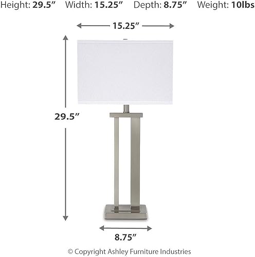 Miniatura 3 de Signature Design by Ashley Aniela - Lámpara de mesa minimalista, 2 unidades, 29.5 pulgadas, acabado plateado