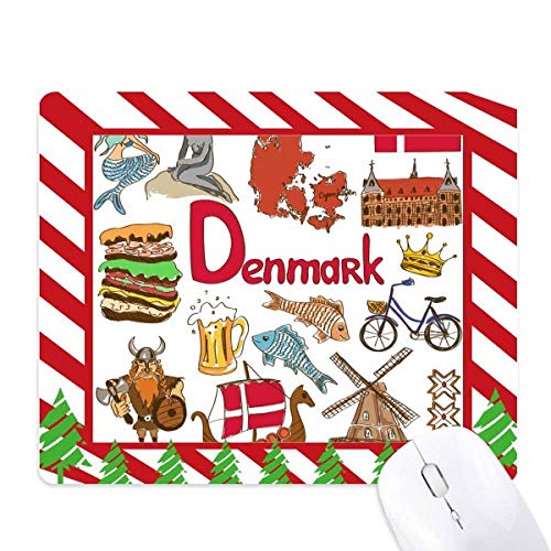 Tapis de souris drapeau Danemark avec paysage et animaux pour bureau