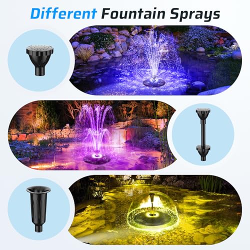 Anfraer Floating Pond Fountain with LED Lights, 650GPH RGB Floating Fountain with 3 Spray Modes, Pond Pump with 27FT Power Cord & 65.6FT Mooring Line for Pond Garden Fish Tank by antfraer - Used condition - Image 5