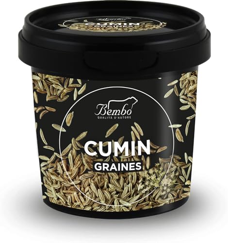Graines de cumin Bembo 60 g | Épice naturelle et aromatique | Sans glutamates, agents anti-agglomérants, colorants | Emballage anti-lumière et anti-oxydation