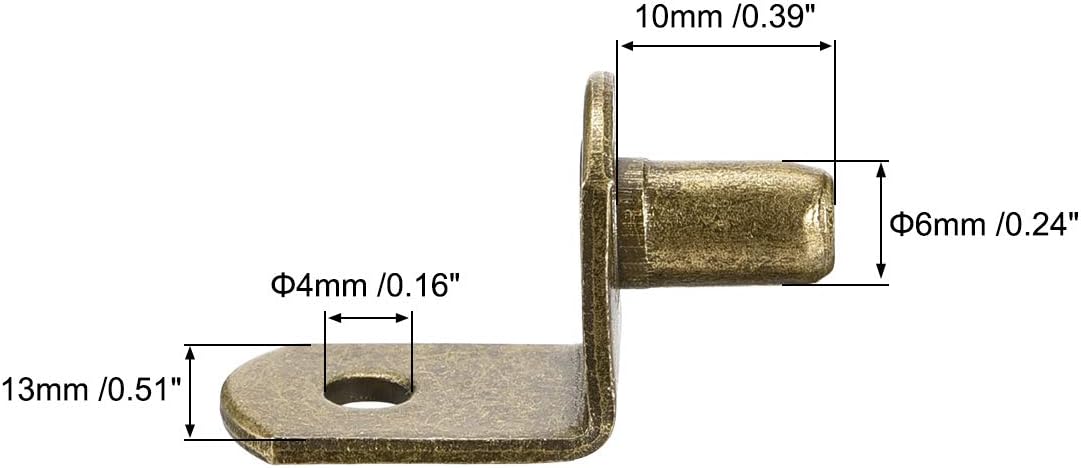 uxcell Shelf Support Peg,6mm L-Shaped Support, Furniture Cabinet Closet Shelf,Bracket Pegs w Sleeve,for Kitchen Furniture Book Shelves Supplies,Bronze 30pcs