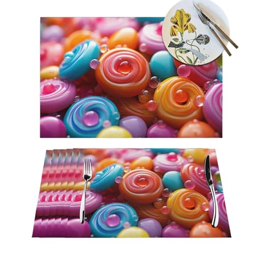 Set de table lavable antidérapant PVC tressé - Lot de 6 protections de table cuisine et maison - 2