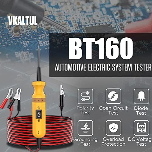 Power Circuit Probe, VKALTUL BT160 Automotive Circuit Tester Electrical Tester Voltage Tester for Electrical System Automotive Tools