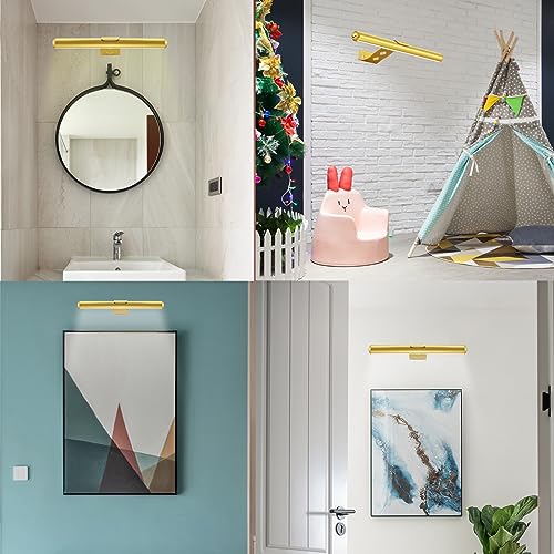 Image of Wireless Picture Light Battery Operated,Rechargeable Painting Light with Remote Control, Metal Art Light Dimmable Display Lamp,3 Modes with Timer for Frame Dartboard Gallery,300LM, Gold