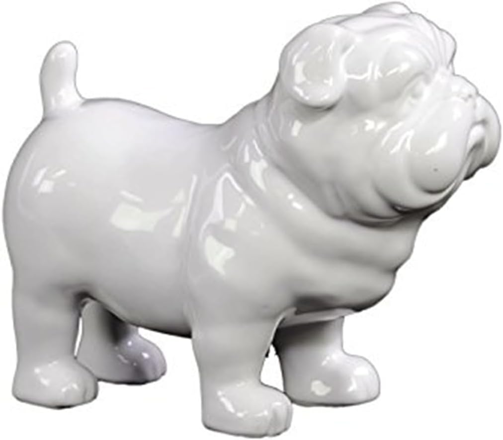 Urban Trends UTC46704 Ceramic Standing British Bulldog Figurine Gloss Finish White