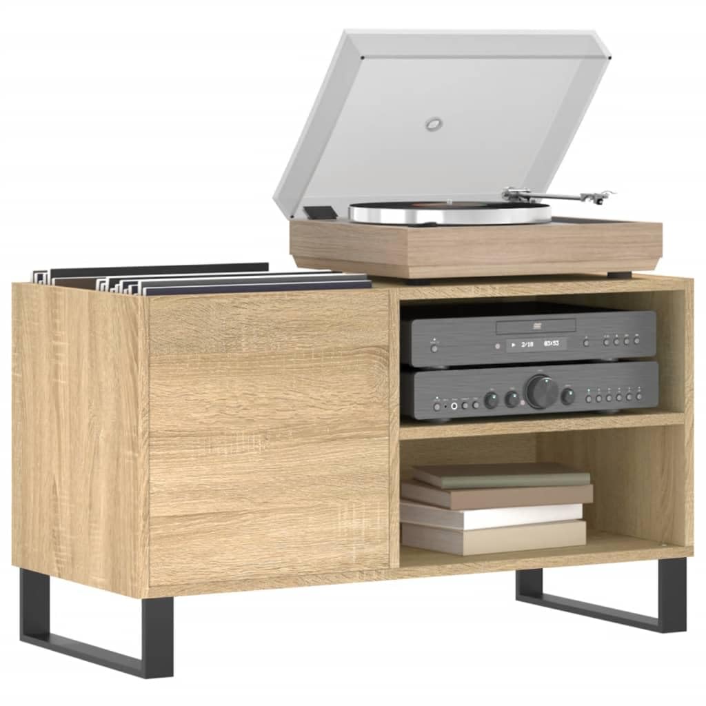 Tomostar Support pour Tourne-Disque, Porte-disques Présentoir Meuble de Rangement pour Disques Vinyles chêne Sonoma 85x38x48 cm Bois d'ingénierie