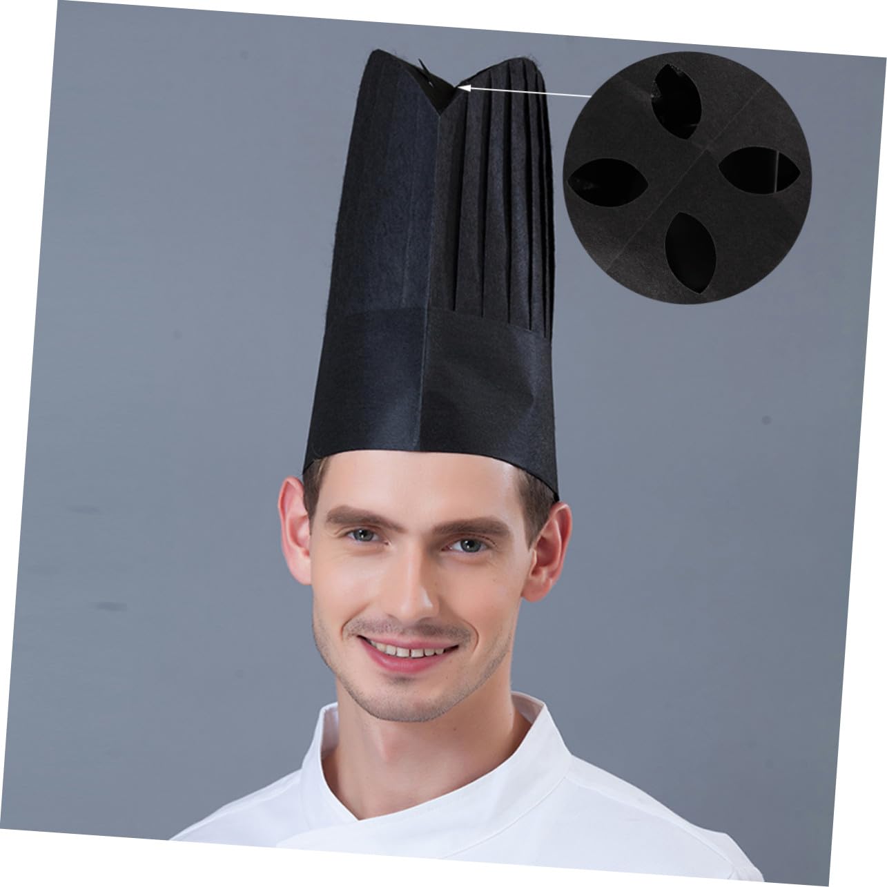 ORFOFE 20 Piezas Sombrero de Cocinero Desechable Gorro de Cocina Anti-Manchas Ecológico y Biodegradable para Chefs y Catering