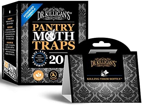 Dr. Killigan's Premium Pantry Moth Traps with Pheromones Prime | Non-Toxic Sticky Glue Trap for Food and Cupboard Moths in Your Kitchen | How to Get Rid of Moths | Organic (20, Black)