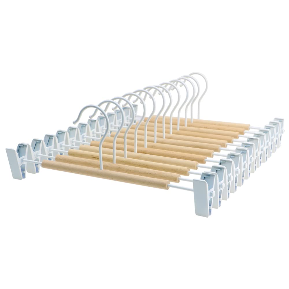 Buy HighGrade Wooden Pants Hangers 12 Pack with Metal Clips Grip Clip