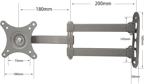 Miniatura 2 de Columpio de montaje en pared para televisores de 14" a 27" y paneles planos, LCD LED de hasta 22 libras, VESA 2.953x2.953 in a 3.937x3.937 in,
