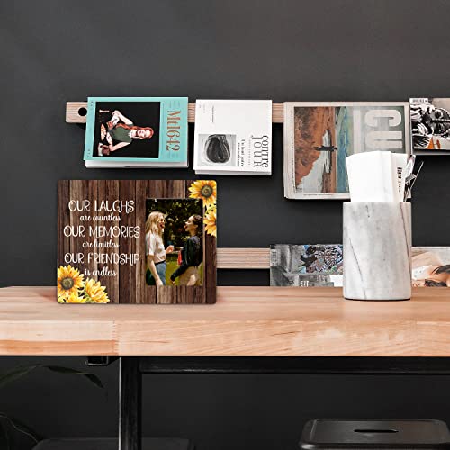 Fondcanyon Our Friendship Is Endless Sunflower Picture Photo Frame,Bestie Bff Friend Picture Frames,Best Friend Friendship Gifts For Men Women Friends Birthday Christmas Girls (4X6 Inch Photo) #TOP1