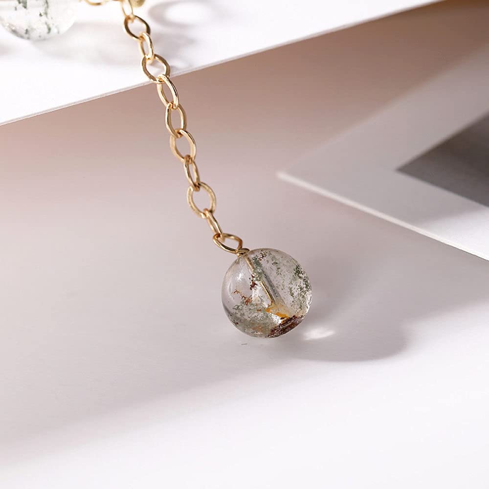 Girls Accessories Bracciale in Argento Sterling 925 Vintage per Donna Semplice Oro 14 carati Pietra Verde Perline Rotonde Fascino Classico di Gioielli Spiaggia Estiva Birthday Gift