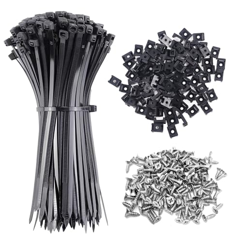100 piezas de bridas con base para tornillo de 8 pulgadas, base tipo silla de 0.9 pulgadas, clips de nylon para organizar cables color negro