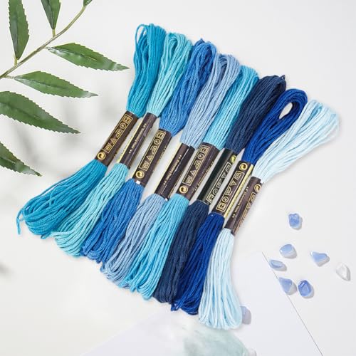 48 madejas hilo sashiko azul 360 m kit con agujas miniatura 7