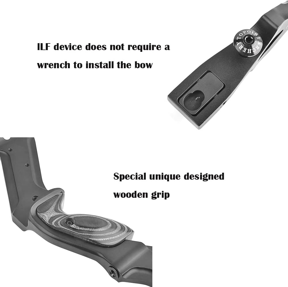 17" 19" 21" ILF Recurve Bow Riser Aluminum CNC Milling Recurve Bow Riser Targeting Takedown Recurve Bow Riser Right Handed ILF Device for Archery Bow Targeting