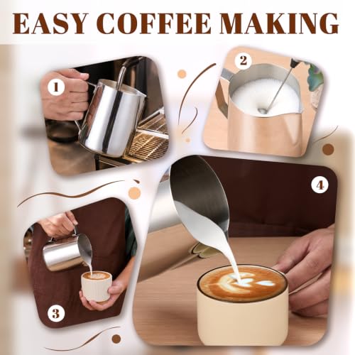Image of Amrules Milk Frothing Pitcher 31oz Frother Cup Barista Tools, Silver