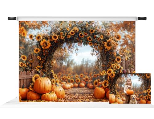 Toile de fond porte d'arche de tournesols d'automne aux motifs réalistes de saison
