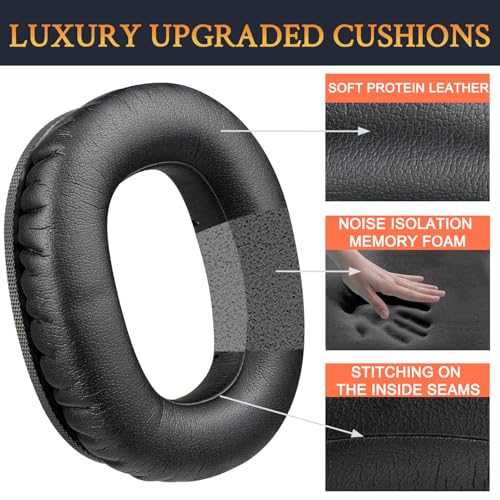 Almohadillas de repuesto SOULWIT para auriculares Marshall Monitor III (edición 3.0) ANC, cojines para orejas con cuero proteínico suave y espuma viscoelástica de alta densidad - Negro miniatura 3