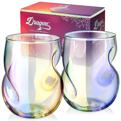 Dragon-Glassware-Stemless-Wine-Glasses-16-oz-Stemless-Wine-Glass-Set-with-Finger-Indentations-Set-of-2-Iridescent-Glassware-Aerates-Naturally Dragon Glassware Stemless Wine Glasses 16 oz Stemless Wine Glass Set with Finger Indentations Set of 2 Iridescent Glassware Aerates Naturally