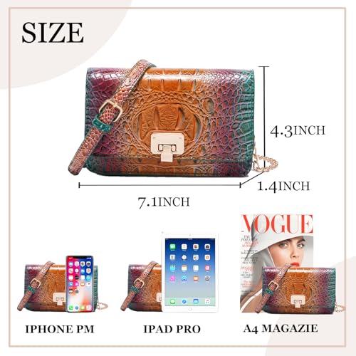 Small Crocodile Crossbody Cell Phone Purse for women Vegan Leather Clutch Wallet with Leather Shoulder Strap4