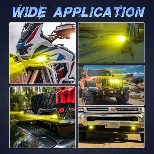 Image of Yellow LED Pods, 2Pcs 40W 3 Inch Yellow Spot LED Light Pods Fog Lights Small Pod Lights Motorcycle Driving offroad Backup Bumper Light for Truck ATV UTV SUV Surron Pickup Boat