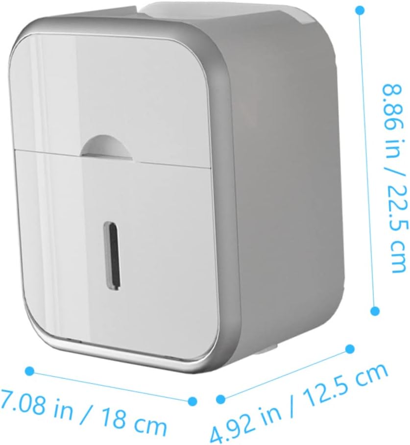 Hemobllo Multi Functional Wall Mounted Toilet Paper Box Organizer Tissue Dispenser for Bathroom Supplies Material Space Saving Design Grey