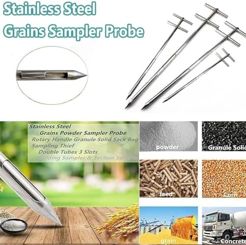Double Rotary Stainless Steel Thief Probe Tool - Grain Powder Sampler for Feed, Cement & Fertilizer Sampling, 3-Zone Design for Accurate Testing