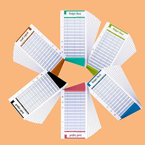 96 feuilles Classeur Budget A6 Papier Rechargeable - Carnet Budget Planner Francais - 6 Anneaux À Feuilles En Vrac Cahier (96 feuilles = 192 Pages) Cover
