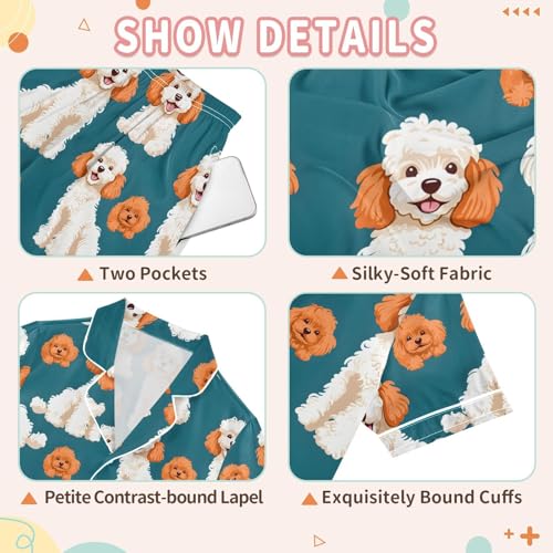Funny Poodle Dog Pajamas Set Summer Button Down Sleepwear Pjs Sets Comfy Loungewear3
