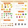 118Pcs Mini Play Kitchen Accessories for Kids, Pretend Cooking Playset with Cookware, Tableware & 2 Fruit Sets, Learning Gift for Girls, Boys, Toddlers, Yellow #2