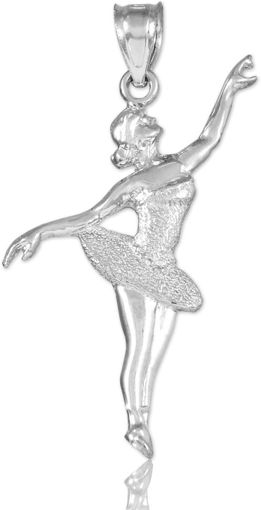 Sports Charm .925 Sterling Silver Ballet Dancer Pendant Necklace - Choice of Pendant Only or Chain Length