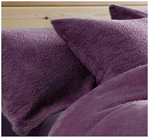 2 Pack Teddy Bear Fleece Pillowcases, Side Sleeper Winter Warm Cosy Soft Teddy Pillow Cases Fluffy Fleece Hotel Quality Plain Sherpa Thermal Pillowcases Luxury Bedding Pair 50 X 70cm, Plum