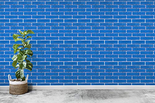 Image of DWELLSINDIA Blue Rough Bricks Self Adhesive Wallpaper, Waterproof, Scratch Resistant, Laminated (41 X 244 CM, Multicolour)