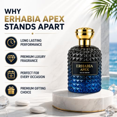 Image of ERHABIA Apex Eau De Parfum for Men & Women, Long Lasting Luxury Fragrance, Strong & Refreshing Scent for Daily Wear, Parties, Date Nights & Gifting, 100ml