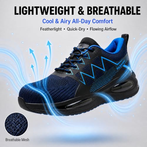 Steel Toe Safety Shoes for Men and Women, Composite Toe Work Sneakers Blue by Mellowmiles - Used condition - Image 4