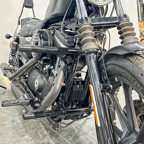 Image of Wsays Crash Bar Front Highway Engine Guard Flat-Out Bar Compatible with Harley Sportster XL 883 1200 2004-2022 with Forward or Mid Control Models, Gloss Black