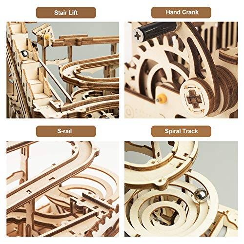 ROKR 3D puzzle in legno tagliato a laser Kit di costruzione fai-da-te Kit di costruzione modello meccanico con Balls (Waterwheel coaster)